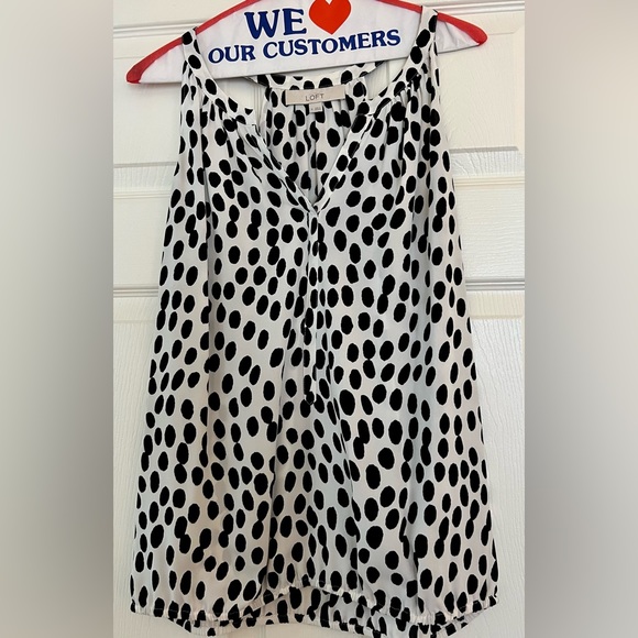 LOFT Tops - ANN TAYLOR LOFT Black and White Poka Dot Tank Top